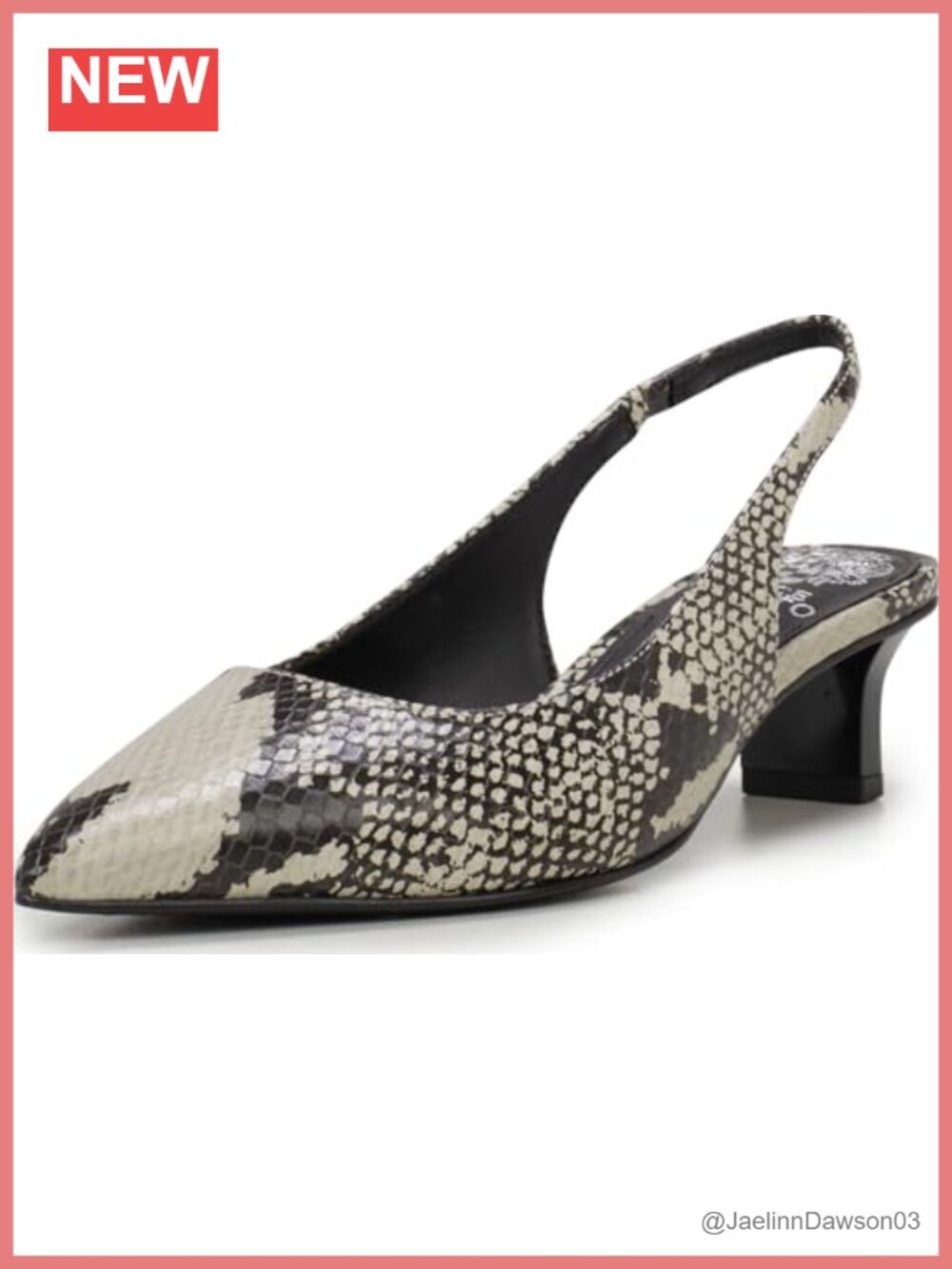 Vince Camuto Women's Pilar Kitten Heel Pointed Toe Pumps Leather Reptile Print